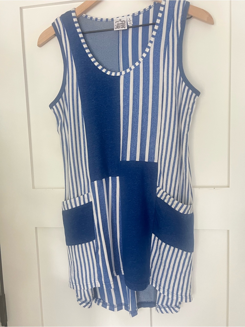 Parsley & Sage Blue Stripe Patch Pocket Tunic Tank Top Size S